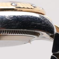 Pre Owned Rolex White 18k Yellow Gold 12 Diamond Bezel Oyster Perpetual Datejust Women's Wristwatch 31 mm