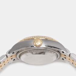 Pre Owned Rolex Silver 18k Yellow Gold Oyster Perpetual Datejust M279173-0005 Women's Wristwatch 28 mm