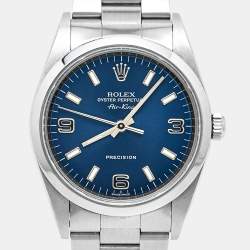 Rolex Blue Stainless Steel Air King 14000M Women's Wristwatch 34 mm 