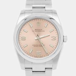 Pre Owned Rolex Pink Stainless Steel Oyster Perpetual 114200 Women's Wristwatch 34 mm