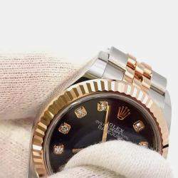 Rolex Aubergine Diamond 18k Rose Gold Stainless Steel Datejust 279171 Automatic Women's Wristwatch 28 mm