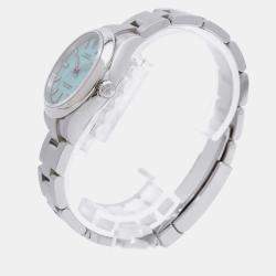 Rolex Blue Stainless Steel Oyster Perpetual Automatic Women's Wristwatch 31 mm