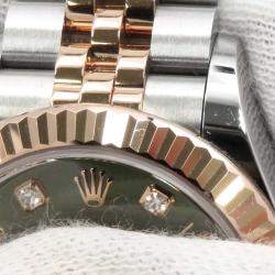 Rolex Green Steel 18K Rose Gold Lady Datejust Automatic Women's Wristwatch 28 mm