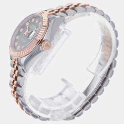 Rolex Green Steel 18K Rose Gold Lady Datejust Automatic Women's Wristwatch 28 mm