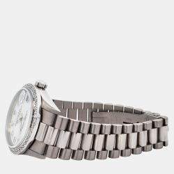 Rolex Custom White  18K White Gold Diamonds President Datejust Automatic Women's Wristwatch 31mm