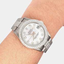 Rolex Custom White  18K White Gold Diamonds President Datejust Automatic Women's Wristwatch 31mm