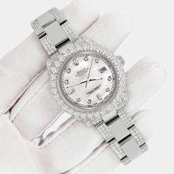 Rolex Custom White 7.2ct Diamonds Stainless Steel Datejust 178240 Automatic Women's Wristwatch 31mm