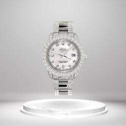 Rolex Custom White 7.2ct Diamonds Stainless Steel Datejust 178240 Automatic Women's Wristwatch 31mm