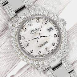 Rolex Custom White 7.2ct Diamonds Stainless Steel Datejust 178240 Automatic Women's Wristwatch 31mm