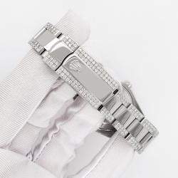 Pre Owned Rolex Custom Ice Pink 7.2ct Diamonds Stainless Steel Datejust 178240 Automatic Women's Wristwatch 31mm