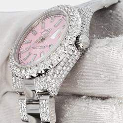 Rolex Custom Pink 7.2ct Diamonds Stainless Steel Datejust 178240 Automatic Women's Wristwatch 31mm