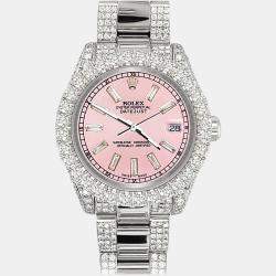 Rolex Custom Pink 7.2ct Diamonds Stainless Steel Datejust 178240 Automatic Women's Wristwatch 31mm