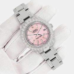 Rolex Custom Pink 7.2ct Diamonds Stainless Steel Datejust 178240 Automatic Women's Wristwatch 31mm