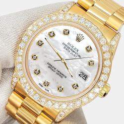 Rolex Custom White 2.3ct Diamonds 18K Yellow Gold President Datejust  Automatic Women's Wristwatch 31mm