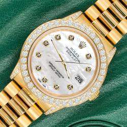 Rolex Custom White 2.3ct Diamonds 18K Yellow Gold President Datejust  Automatic Women's Wristwatch 31mm