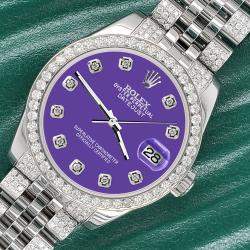 Rolex Custom Pastel Purple 3.30ct Diamonds Stainless Steel Datejust 178240 Automatic Women's Wristwatch 31mm