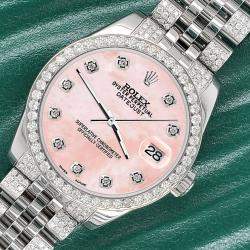 Rolex Custom Royal Pink 3.30ct Diamonds Stainless Steel Datejust 178240 Automatic Women's Wristwatch 31mm