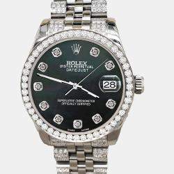 Rolex Custom Black 3.30ct Diamonds Stainless Steel Datejust 178240 Automatic Women's Wristwatch 31mm