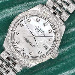 Rolex Custom White 3.30ct Diamonds Stainless Steel Datejust 178240 Automatic Women's Wristwatch 31mm