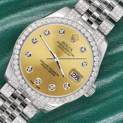 Rolex Custom Champagne 3.30ct Diamonds Stainless Steel Datejust 178240 Automatic Women's Wristwatch 31mm