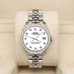 Rolex Custom White 3.30ct Diamonds Stainless Steel Datejust 178240 Automatic Women's Wristwatch 31mm