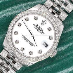 Rolex Custom White 3.30ct Diamonds Stainless Steel Datejust 178240 Automatic Women's Wristwatch 31mm