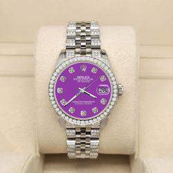 Rolex Custom Sangria 3.30ct Diamonds Stainless Steel Datejust 178240 Automatic Women's Wristwatch 31mm