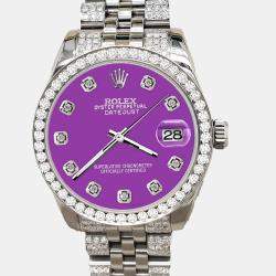 Rolex Custom Sangria 3.30ct Diamonds Stainless Steel Datejust 178240 Automatic Women's Wristwatch 31mm