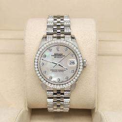 Rolex Custom Champagne 3.30ct Diamonds Stainless Steel Datejust 178240 Automatic Women's Wristwatch 31mm