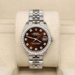 Rolex Custom Chocolate  3.30ct Diamonds Stainless Steel Datejust 178240 Automatic Women's Wristwatch 31mm