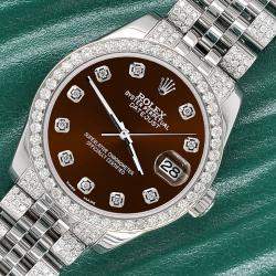 Rolex Custom Chocolate  3.30ct Diamonds Stainless Steel Datejust 178240 Automatic Women's Wristwatch 31mm