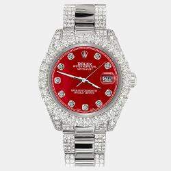 Rolex Custom Red 7.2ct Diamonds Stainless Steel Datejust 178240 Automatic Women's Wristwatch 31mm