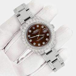 Rolex Custom Chocolate  7.2ct Diamonds Stainless Steel Datejust 178240 Automatic Women's Wristwatch 31mm