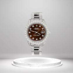 Rolex Custom Chocolate  7.2ct Diamonds Stainless Steel Datejust 178240 Automatic Women's Wristwatch 31mm