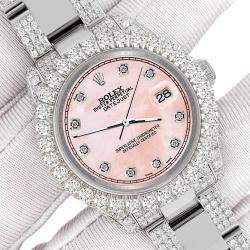 Rolex Custom Royal Pink 7.2ct Diamonds Stainless Steel Datejust 178240 Automatic Women's Wristwatch 31mm