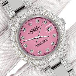Rolex Custom Hot Pink 7.2ct Diamonds Stainless Steel Datejust 178240 Automatic Women's Wristwatch 31mm