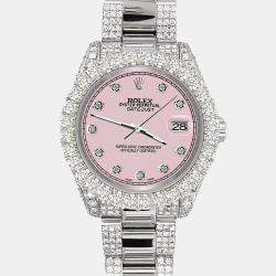Rolex Custom Orchid Pink 7.2ct Diamonds Stainless Steel Datejust 178240 Automatic Women's Wristwatch 31mm