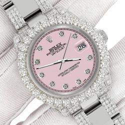 Rolex Custom Orchid Pink 7.2ct Diamonds Stainless Steel Datejust 178240 Automatic Women's Wristwatch 31mm