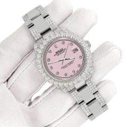 Rolex Custom Orchid Pink 7.2ct Diamonds Stainless Steel Datejust 178240 Automatic Women's Wristwatch 31mm