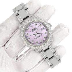 Rolex Custom Pink Pearl 7.2ct Diamonds Stainless Steel Datejust 178240 Automatic Women's Wristwatch 31mm