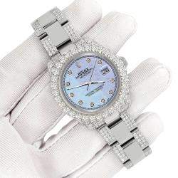 Rolex Custom Purple 7.2ct Diamonds Stainless Steel Datejust 178240 Automatic Women's Wristwatch 31mm