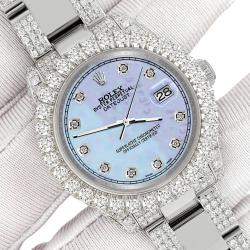 Rolex Custom Purple 7.2ct Diamonds Stainless Steel Datejust 178240 Automatic Women's Wristwatch 31mm