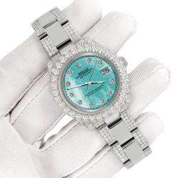 Rolex Custom Aquamarine 7.2ct Diamonds Stainless Steel Datejust 178240 Automatic Women's Wristwatch 31mm