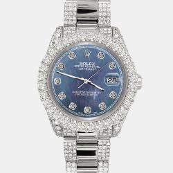 Rolex Custom Black 7.2ct Diamonds Stainless Steel Datejust 178240 Automatic Women's Wristwatch 31mm
