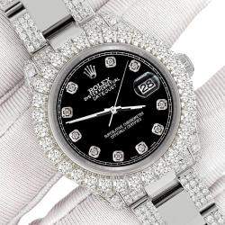 Rolex Custom Black 7.2ct Diamonds Stainless Steel Datejust 178240 Automatic Women's Wristwatch 31mm