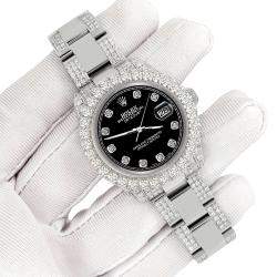 Rolex Custom Black 7.2ct Diamonds Stainless Steel Datejust 178240 Automatic Women's Wristwatch 31mm
