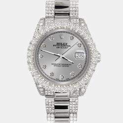 Rolex Custom Gray 7.2ct Diamonds Stainless Steel Datejust 178240 Automatic Women's Wristwatch 31mm