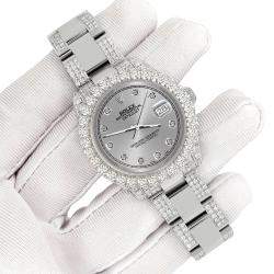 Rolex Custom Gray 7.2ct Diamonds Stainless Steel Datejust 178240 Automatic Women's Wristwatch 31mm