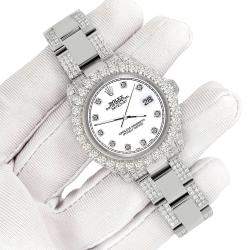 Rolex Custom White 7.2ct Diamonds Stainless Steel Datejust 178240 Automatic Women's Wristwatch 31mm