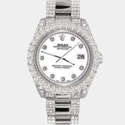 Rolex Custom White 7.2ct Diamonds Stainless Steel Datejust 178240 Automatic Women's Wristwatch 31mm